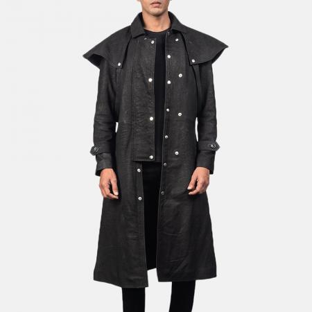 Latest Designs New Winter Men's Black Leather Long Coats