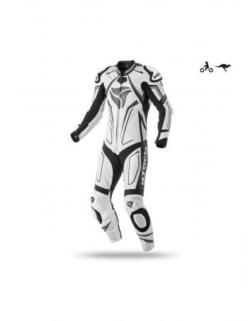 R-Tech Rising Star Känguru mischen Motorrad-Rennanzüge aus Leder Weiß/Schwarz