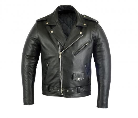 PROFIRST BRANDO LEATHER MOTORCYCLE JACKET (BLACK)

Superior Quality Heavy Duty Mens Motorbike PURE COWHIDE LEATHER jacket
1.2/1.3 mm Gauge Leather
Thermal Lining Inside
100% Leather
Fastening: Zip
Adjustable Waist Belt
Zippers and Snap Button at Cuff
3 Front zipped Pocket and One Inside Mobile Pocket