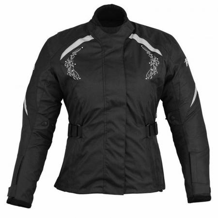 PROFIRST A STAR LADIES MOTORCYCLE JACKET (BLACK & SILVER)

Very comfortable adjustable chin pad
Full length storm flap with VELCRO
High visibility Reflective panels at front, back and arms
CE Approved amours in elbow, shoulders and back
Removable lining
Adjustable belt
Cuffs with integrated gusset
Lycra zip for trouser connection
waterproof
2 front pockets and 3 inner Pockets