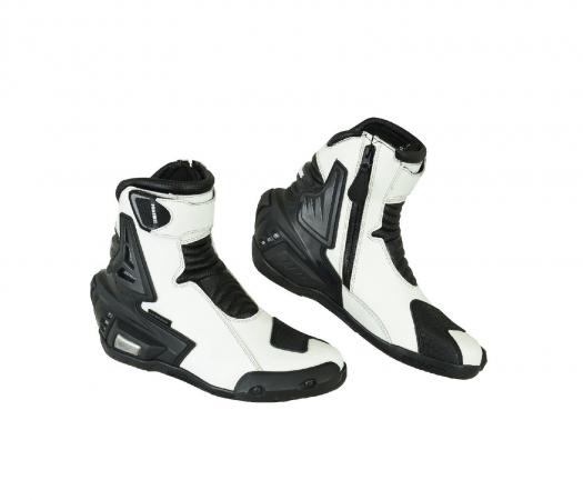 PROFIRST 90023 LEATHER BIKER BOOTS (WHITE)

Accordion At Front & Back for Easy Movement
TPO Hard Protection at Back Heel & Ankle
Easy To Wear and Use
Side Zip
Fastener Belt At Front for Adjustment
Perfect Gear Panel and Tread Design
Toe Sliders
Anti Skid Rubber Sole Provides Full Round Protection.