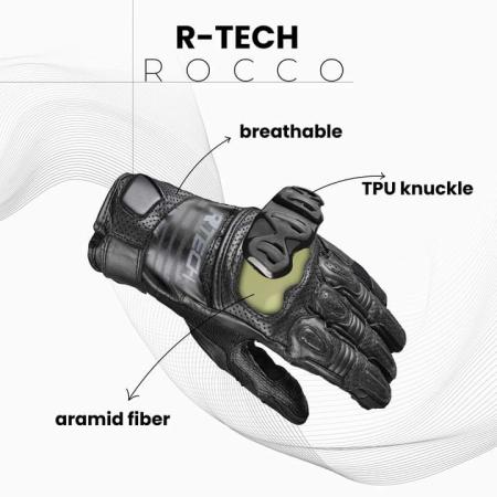 R-TECH - Guante Textil Rocco Racing Negro