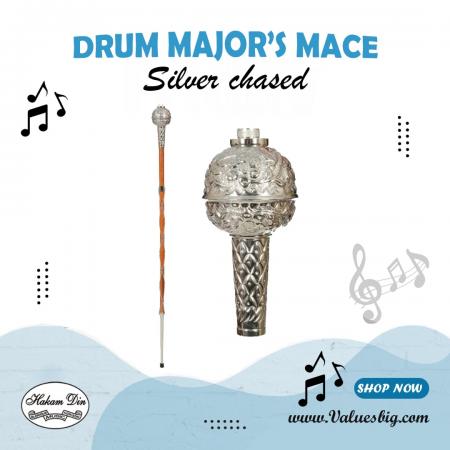 Drum Major's Mace for Children | Silver | Chased